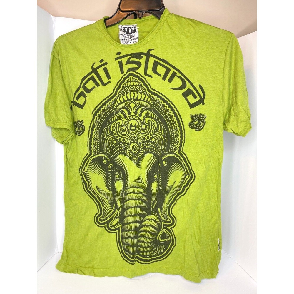 Sure Women's 100% cotton T-Shirt with profile of Buddha illustrated Elephant,